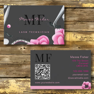 Carte De Visite Technicien de cils, Code QR Monogramme Rallonge de