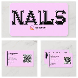 Carte De Visite Technicien de clou rose moderne Modèles