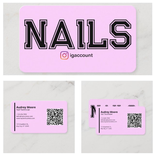 Carte De Visite Technicien de clou rose moderne Modèles (Modern Pink Nail Technician Templates Business Card
)