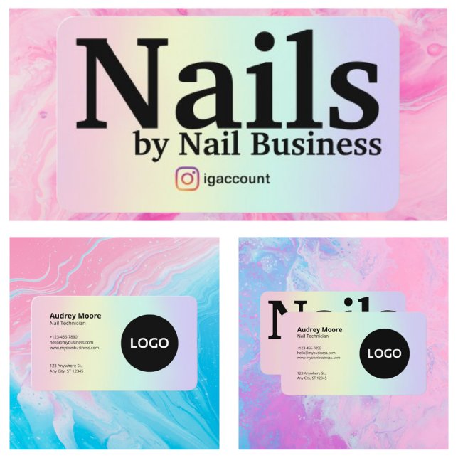 Carte De Visite Technicien de conception de ongles (Design Nail Technician Business Card
)
