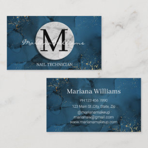 Carte De Visite technicien de manucure à monogramme de marbre gris