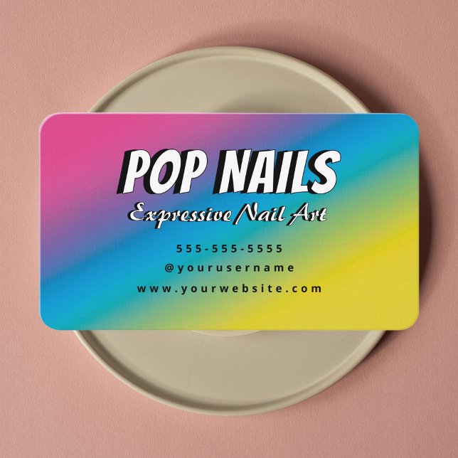Carte De Visite Technicien de Manucure Artiste Pop Expressif (Créateur téléchargé)