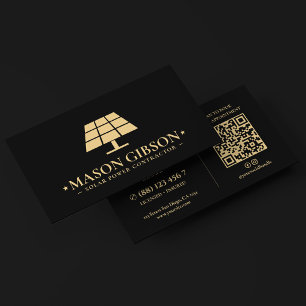 Carte De Visite Technicien en énergie solaire moderne Logo Noir