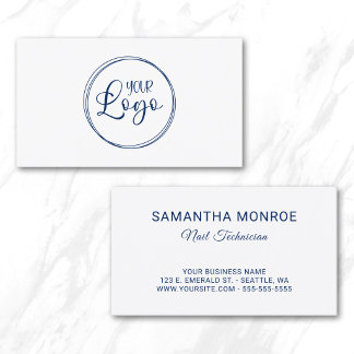 Carte De Visite Technicien en onglerie Logo d'entreprise Bleu mari