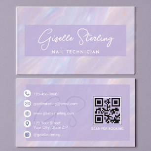 Carte De Visite Technicien en Ongles Holographiques Pastel Profess