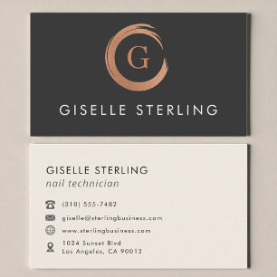Carte De Visite Technicien en Ongles Moderne Minimaliste Rose Gold