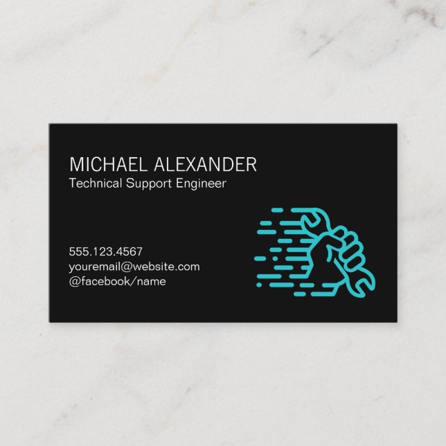 Carte De Visite Technicien informatique | Une clé à main (Devant)