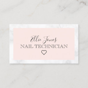 Carte De Visite Technicien moderne en marbre blanc et clou rose vi