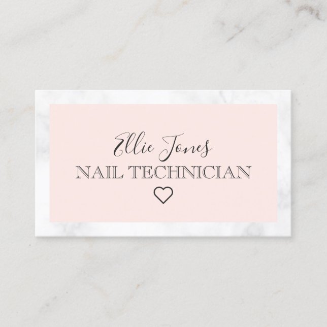 Carte De Visite Technicien moderne en marbre blanc et clou rose vi (Devant)
