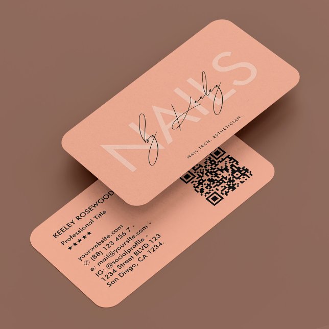 Carte De Visite Technicien Nail Art Manicurist Peach Moderne (Nail Technician Nail Art Manicurist Peach Modern Business Card
)