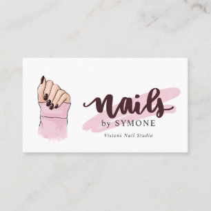 Carte De Visite Technicien Nail Beauté Salon Bleu rose Bourgogne  