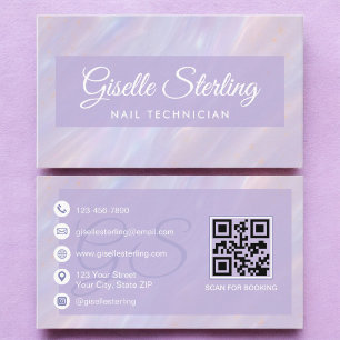Carte De Visite Technicien Nail Iridescente Pastel Opal Holographi
