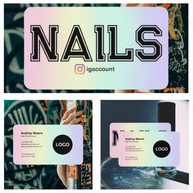 Carte De Visite Technicien Nail moderne (Modern Nail Technicia Business Card
)