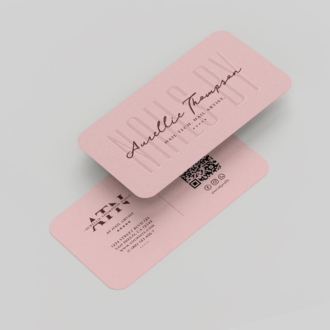 Carte De Visite Technicien Nail Moderne Manicuriste Élégant rose (Modern Nail Technician Manicurist Elegant Pink Business Card
)