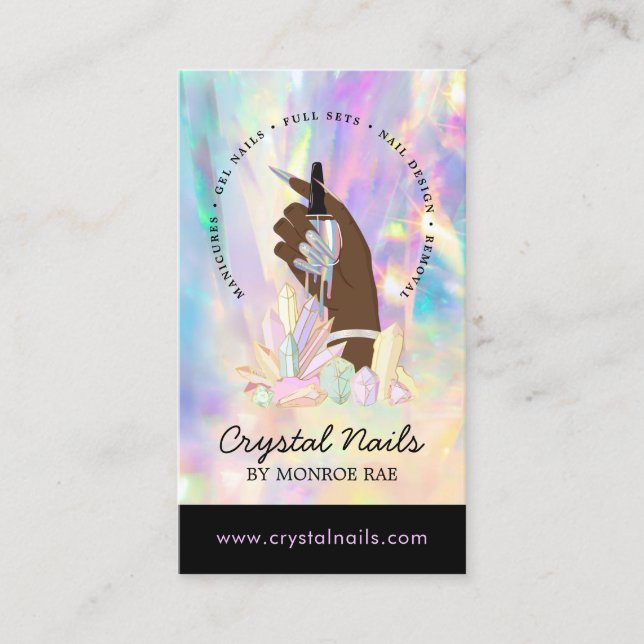 Carte De Visite Technicien Nail Salon Artiste Crystal Holographiqu (Devant)
