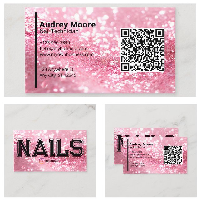 Carte De Visite Technicien professionnel de l'ongle de code QR Mod (QR Code Professional Nail Technician Templates Business Card
)
