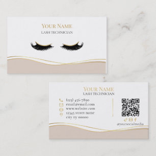 Carte De Visite Technicienne de cils QR code de luxe