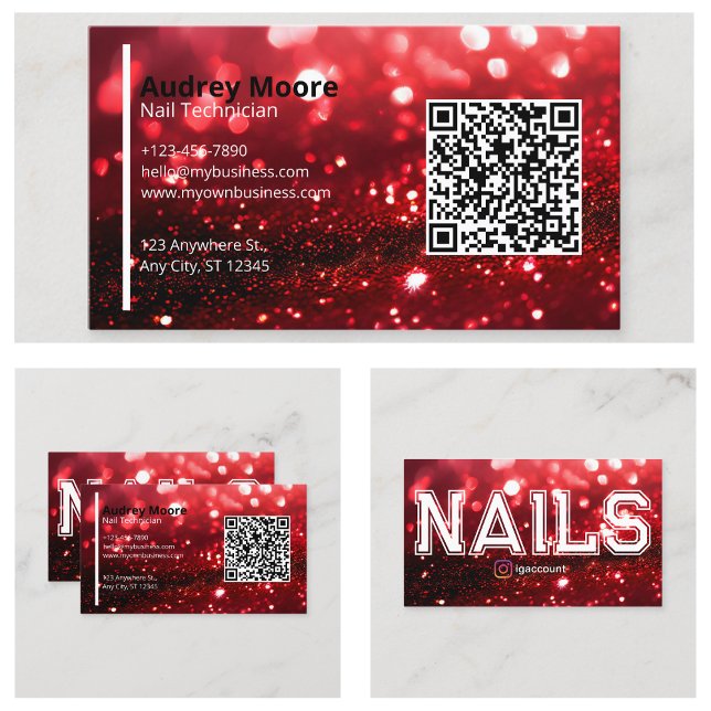 Carte De Visite Technicienne de manucure professionnelle Code QR (QR Code Professional Nail Technician Business Card
)