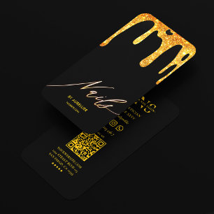 Carte De Visite Technicienne en Manucure Ongles Noir Jaune Dégouli