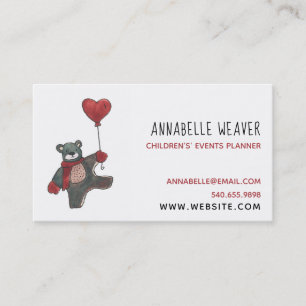 Carte De Visite Teddy Bear Children Planificateur d'événements