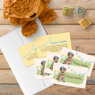 Carte De Visite Teddy Bear sur Scooter Baby shower Déchets Raffin