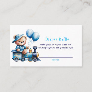 Carte De Visite Teddy Bear Sur Un Bleu Train Boy Déchets Raffle