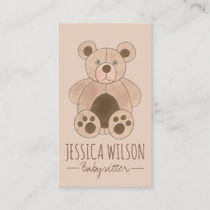 Carte De Visite Teddy Ours Stuffé Animal Babysitter Nanny Garderie