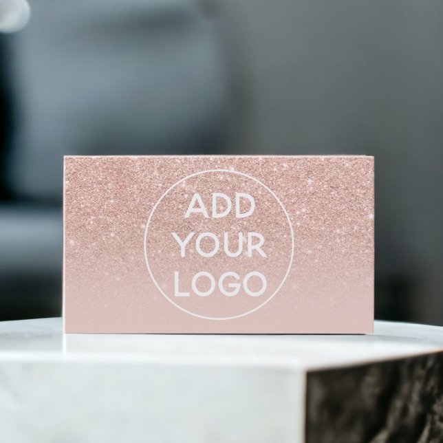Carte De Visite Téléchargez votre logo chic blush rose or sombre (Upload your logo chic blush rose gold ombre business card)