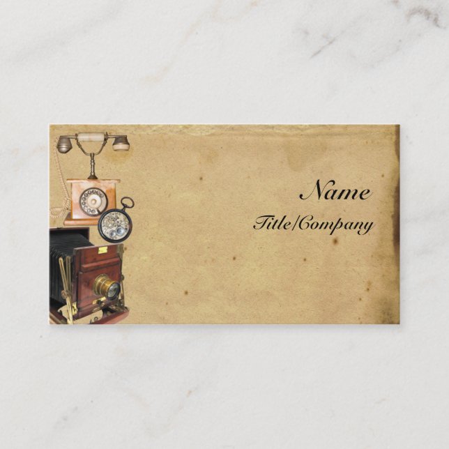 Carte De Visite Téléphone, boussole, et appareil-photo antiques (Devant)