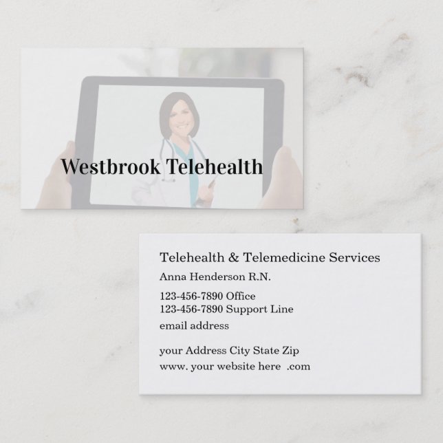 Carte De Visite Télésanté Médicale Services de télémédecine  (Devant / Derrière)