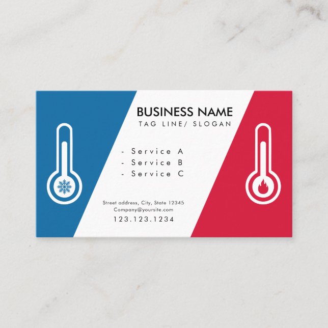 Carte De Visite Température minimale Vecteur froid et chaud Hvac (Devant)