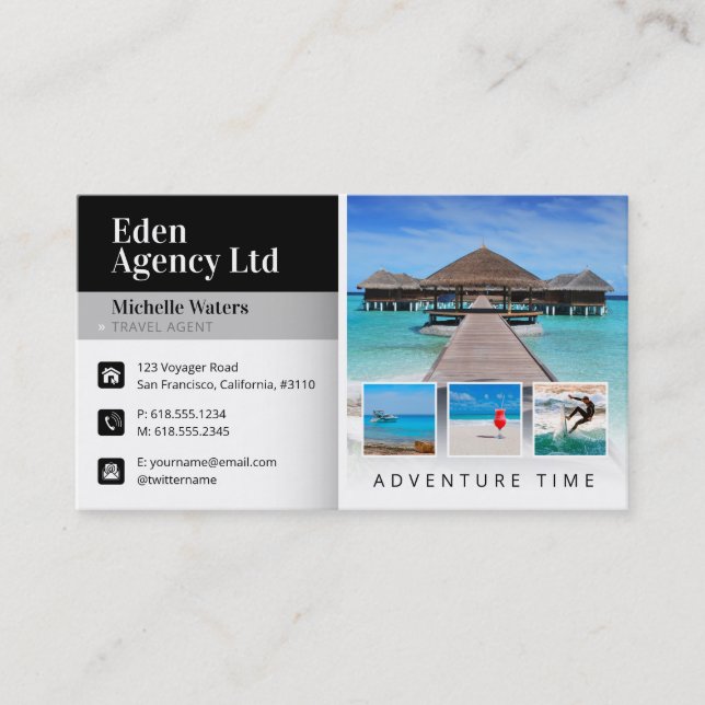 Carte De Visite Temps d'aventure | Tourisme | Agent de voyage (Devant)