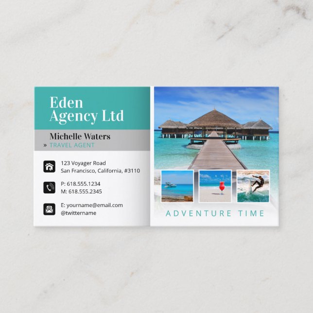Carte De Visite Temps d'aventure | Tourisme | Agent de voyage (Devant)