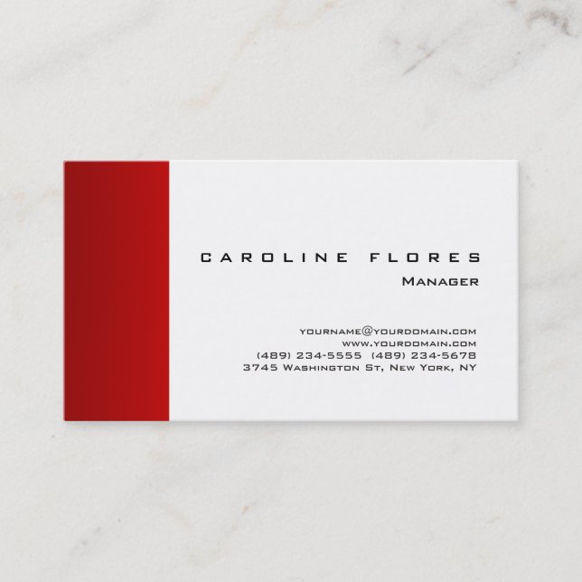 Carte De Visite Tendance blanc rouge moderne professionnel simple (Devant)