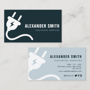 Carte de visite tendance bleue pour services élect