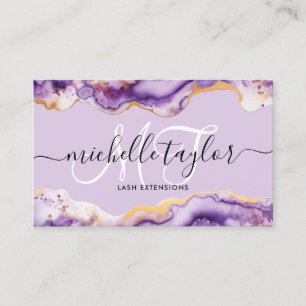 Carte De Visite Tendance Chic Violet Monogram Maquilleur Coiffeur
