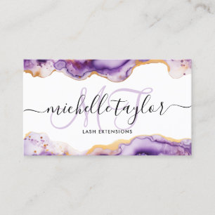 Carte De Visite Tendance Chic Violet Monogramme Maquilleuse Coiffe