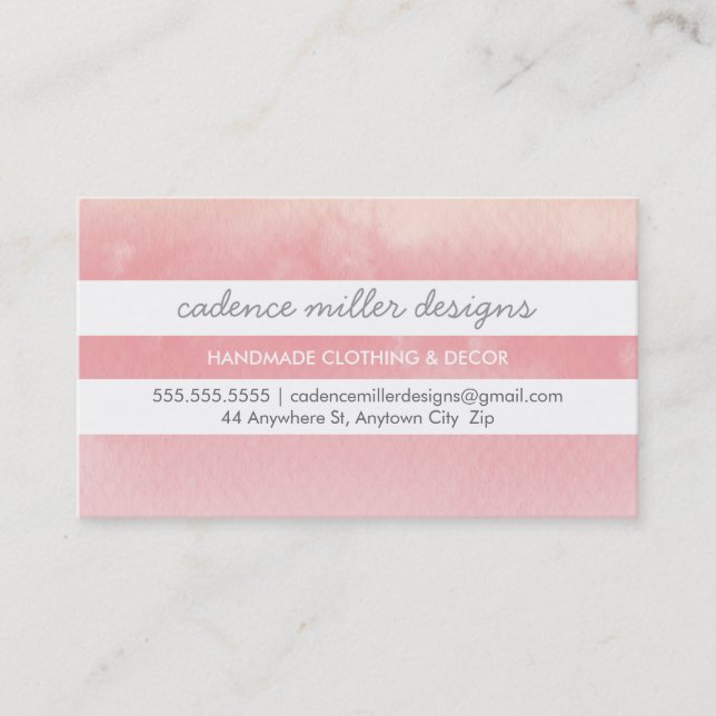 Carte De Visite TENDANCE LARGE STRIPE ombre couleur eau corail ros (Devant)