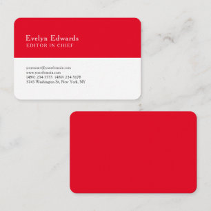 Carte De Visite Tendance Moderne Rouge Blanc Minimaliste Simple