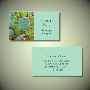 Carte De Visite Tendance Prickly Pear Cactus Succulent Vert