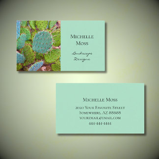 Carte De Visite Tendance Prickly Pear Cactus Succulent Vert