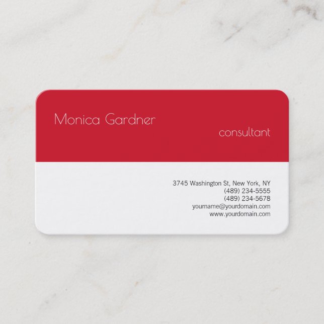 Carte De Visite Tendance Simple Plat Créatif Moderne Rouge Blanc (Devant)