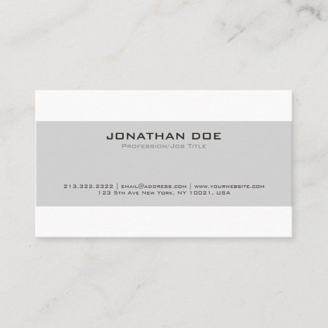Carte De Visite Tendre le blanc gris élégant moderne professionnel (Devant)