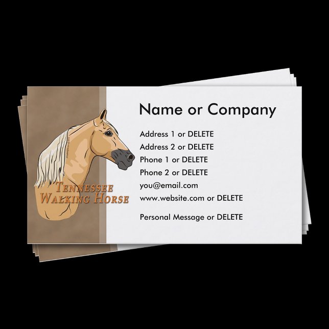 Carte De Visite Tennessee Walking Horse Palomino Profil (Personalize this template. Select your choice of corner style and paper type.)