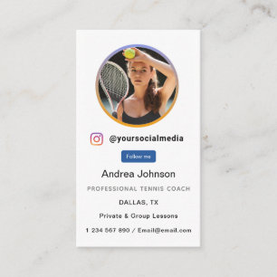 Carte De Visite Tennis Coach Photo Profil des médias sociaux Suivr