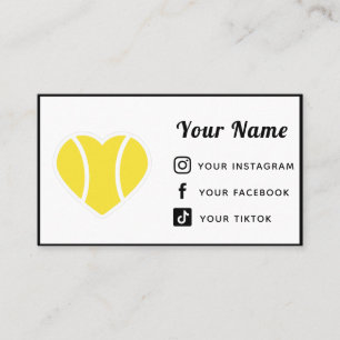 Carte De Visite Tennis Coeur Amour Entraîneur Feu Médias sociaux M