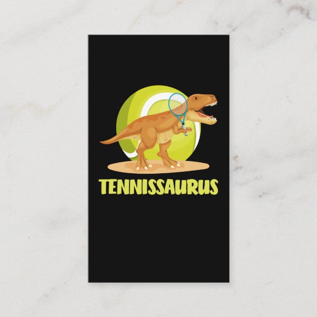 Carte De Visite Tennis jouant Trex Funny Dino Sport (Devant)