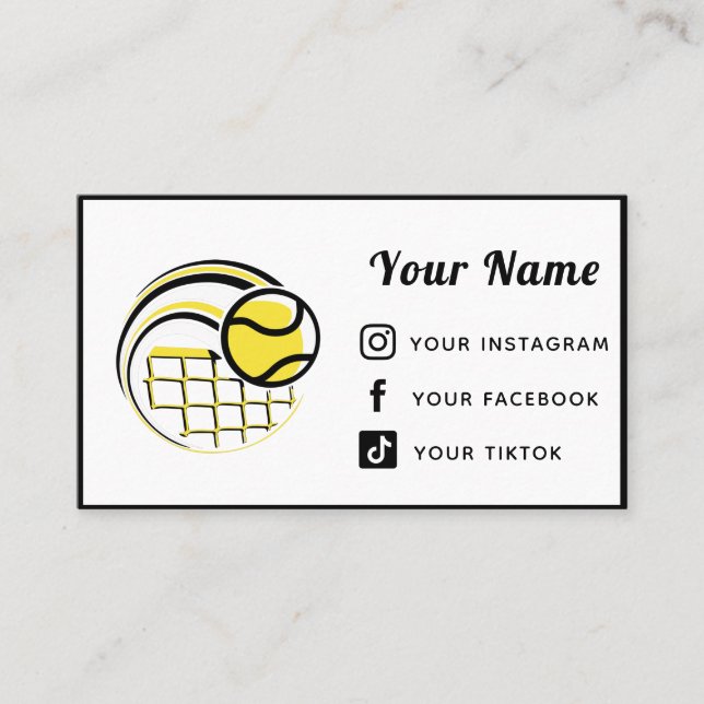 Carte De Visite Tennis Player Coach Club Modern Social Media Sport (Devant)