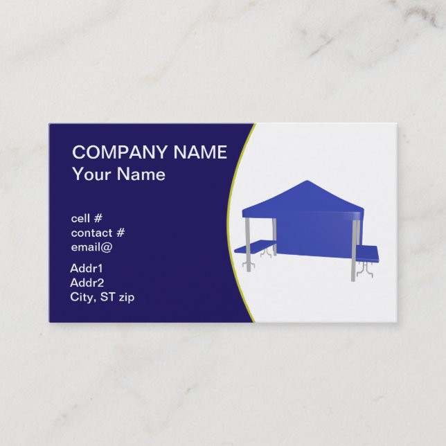 Carte De Visite Tente bleue de salon commercial (Devant)