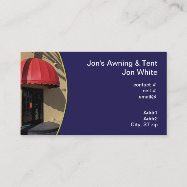 Carte De Visite Tente rouge au-dessus de l'entrée d'affaires (Devant)